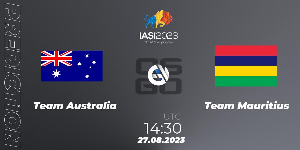 Team Australia vs Team Mauritius: Match Prediction. 27.08.2023 at 20:50, Counter-Strike (CS2), IESF World Esports Championship 2023