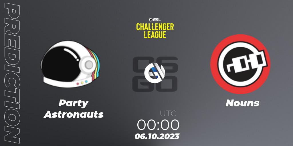 Party Astronauts vs Nouns: Match Prediction. 20.10.2023 at 00:00, Counter-Strike (CS2), ESL Challenger League Season 46: North America
