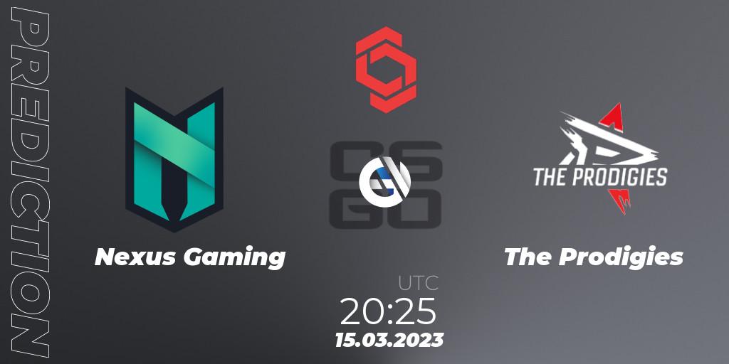 Nexus Gaming vs The Prodigies: Match Prediction. 15.03.2023 at 20:25, Counter-Strike (CS2), CCT Central Europe Series 5 Closed Qualifier