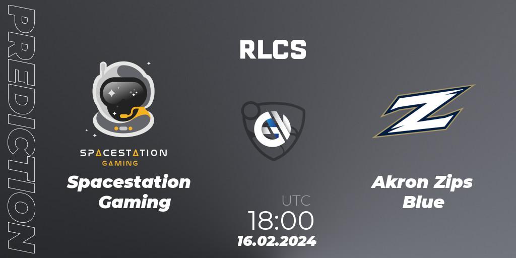 Spacestation Gaming vs Akron Zips Blue: Match Prediction. 16.02.24, Rocket League, RLCS 2024 - Major 1: North America Open Qualifier 2