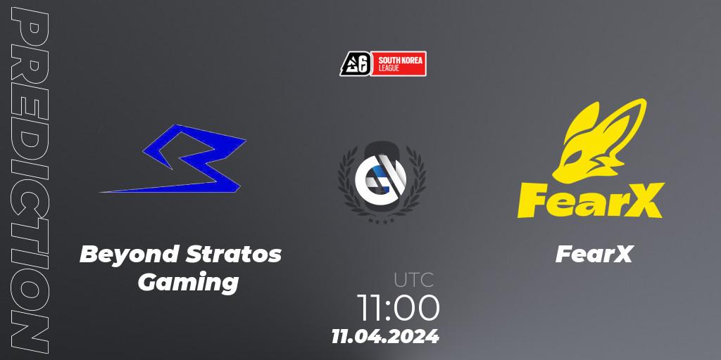 Beyond Stratos Gaming vs FearX: Match Prediction. 11.04.2024 at 11:00, Rainbow Six, South Korea League 2024 - Stage 1
