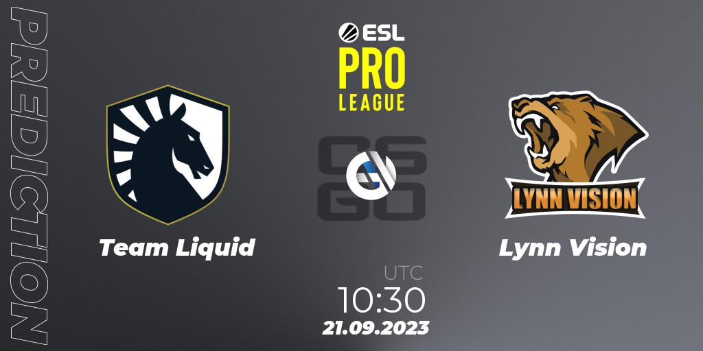 Team Liquid vs Lynn Vision: Match Prediction. 21.09.2023 at 10:30, Counter-Strike (CS2), ESL Pro League Season 18