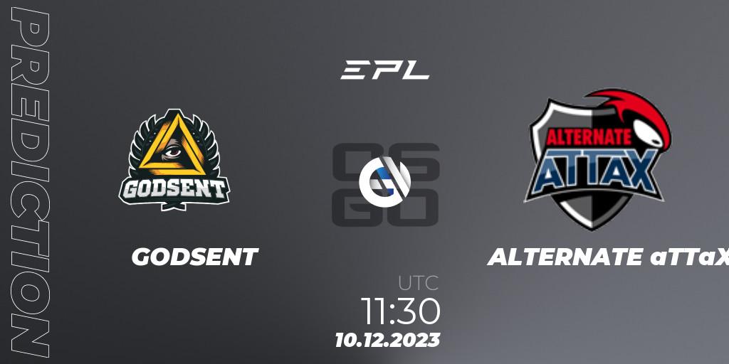 GODSENT vs ALTERNATE aTTaX: Match Prediction. 10.12.2023 at 12:20, Counter-Strike (CS2), European Pro League Season 12