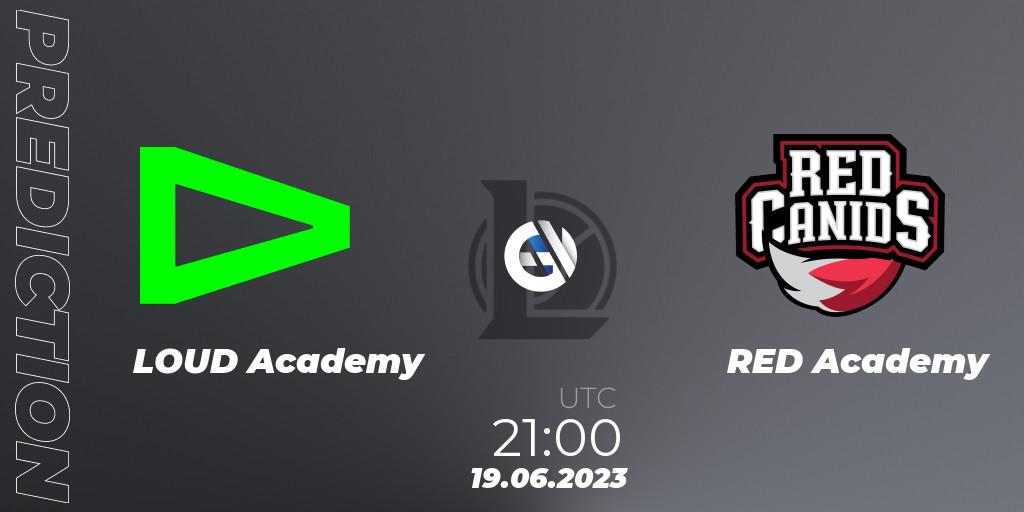 LOUD Academy vs RED Academy: Match Prediction. 19.06.2023 at 21:00, LoL, CBLOL Academy Split 2 2023 - Group Stage