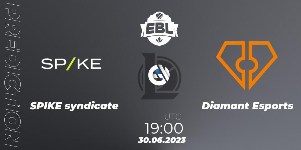 SPIKE syndicate vs Diamant Esports: Match Prediction. 16.06.2023 at 17:00, LoL, Esports Balkan League Season 13