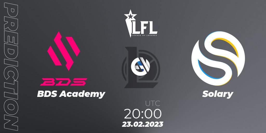 BDS Academy vs Solary: Match Prediction. 23.02.23, LoL, LFL Spring 2023 - Group Stage