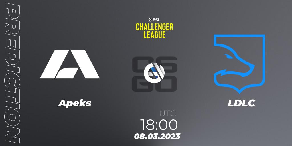 Apeks vs LDLC: Match Prediction. 14.03.2023 at 15:00, Counter-Strike (CS2), ESL Challenger League Season 44: Europe