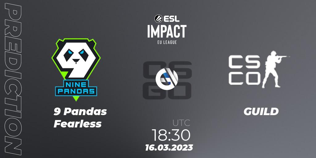 9 Pandas Fearless vs GUILD: Match Prediction. 16.03.2023 at 18:30, Counter-Strike (CS2), ESL Impact League Season 3: European Division