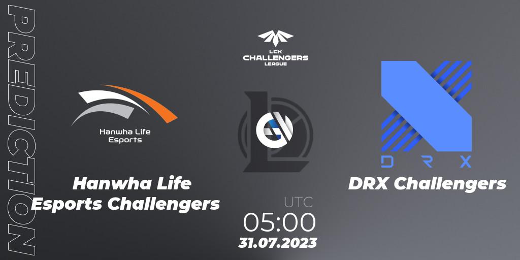 Hanwha Life Esports Challengers vs DRX Challengers: Match Prediction. 31.07.23, LoL, LCK Challengers League 2023 Summer - Group Stage