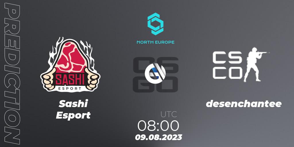  Sashi Esport vs desenchantee: Match Prediction. 09.08.2023 at 08:00, Counter-Strike (CS2), CCT North Europe Series #7: Closed Qualifier