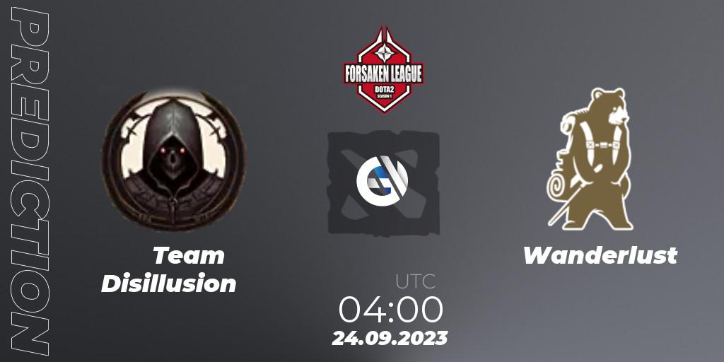 Team Disillusion vs Wanderlust: Match Prediction. 24.09.2023 at 04:00, Dota 2, Forsaken League