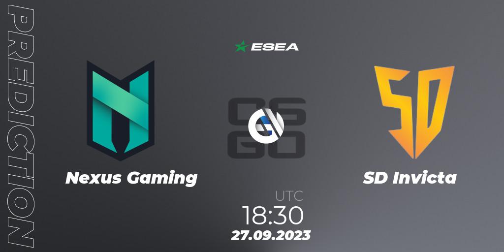 Nexus Gaming vs SD Invicta: Match Prediction. 27.09.2023 at 17:00, Counter-Strike (CS2), ESEA Advanced Season 46 Europe
