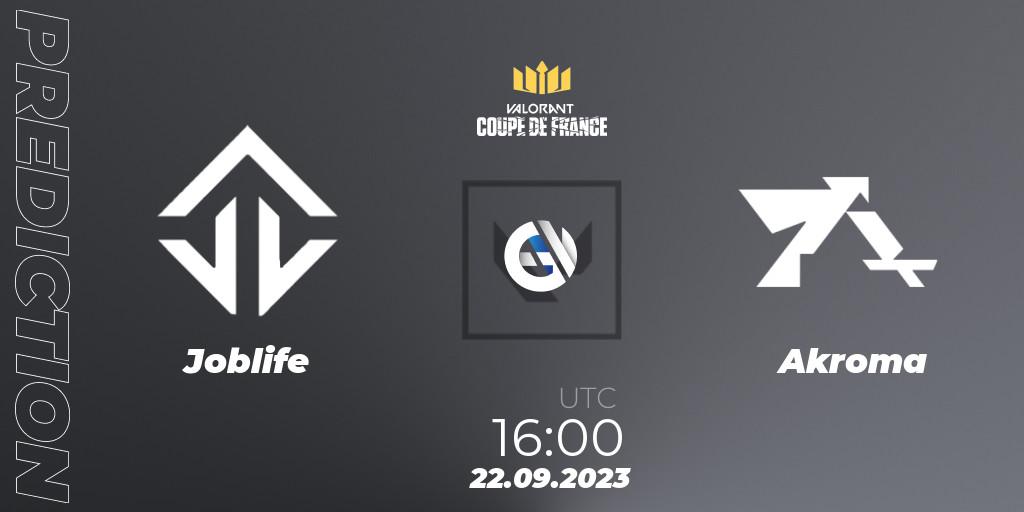 Joblife vs Akroma: Match Prediction. 22.09.2023 at 16:00, VALORANT, VCL France: Revolution - Coupe De France 2023