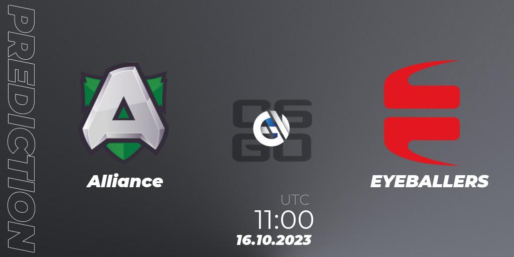 Alliance vs EYEBALLERS: Match Prediction. 16.10.2023 at 11:00, Counter-Strike (CS2), YaLLa Compass 2024
