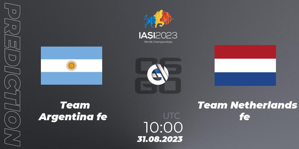 Team Argentina fe vs Team Netherlands fe: Match Prediction. 31.08.23, CS2 (CS:GO), IESF Female World Esports Championship 2023