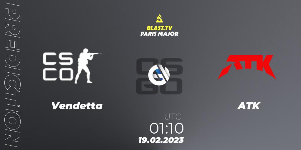 Vendetta vs ATK: Match Prediction. 19.02.23, CS2 (CS:GO), BLAST.tv Paris Major 2023 North America RMR Closed Qualifier