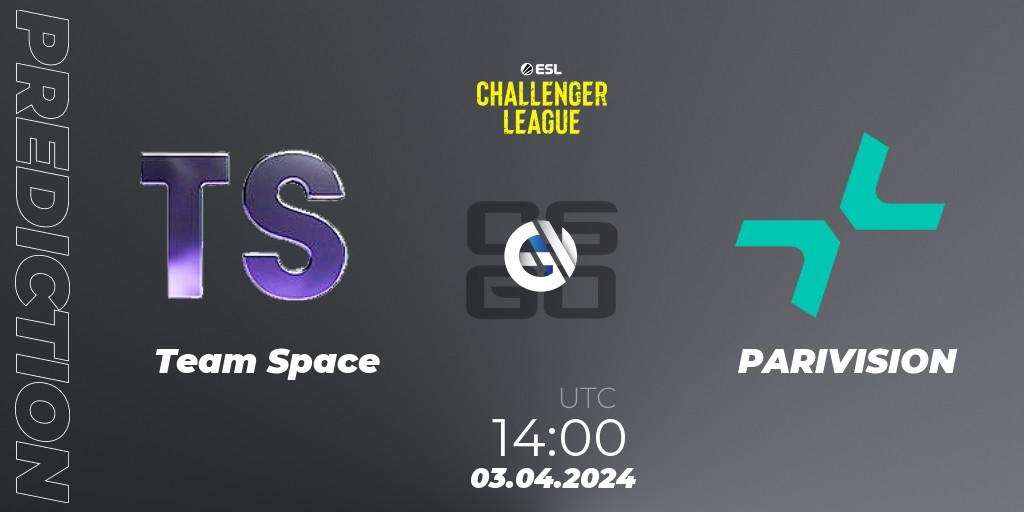 Team Space vs PARIVISION: Match Prediction. 03.04.2024 at 14:00, Counter-Strike (CS2), ESL Challenger League Season 47: Europe