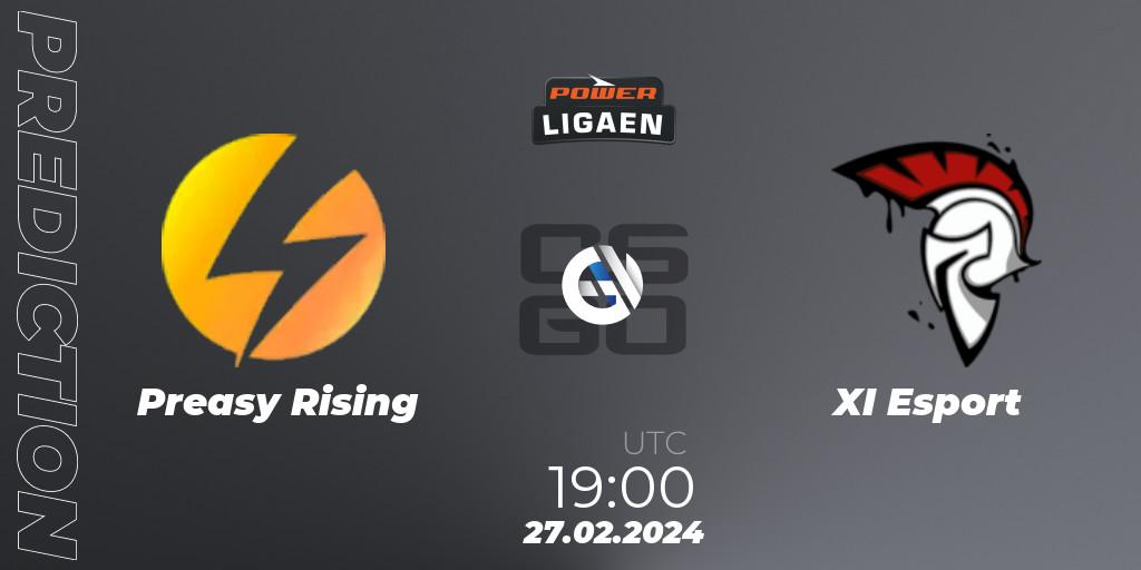 Preasy Rising vs XI Esport: Match Prediction. 27.02.2024 at 19:00, Counter-Strike (CS2), Dust2.dk Ligaen Season 25