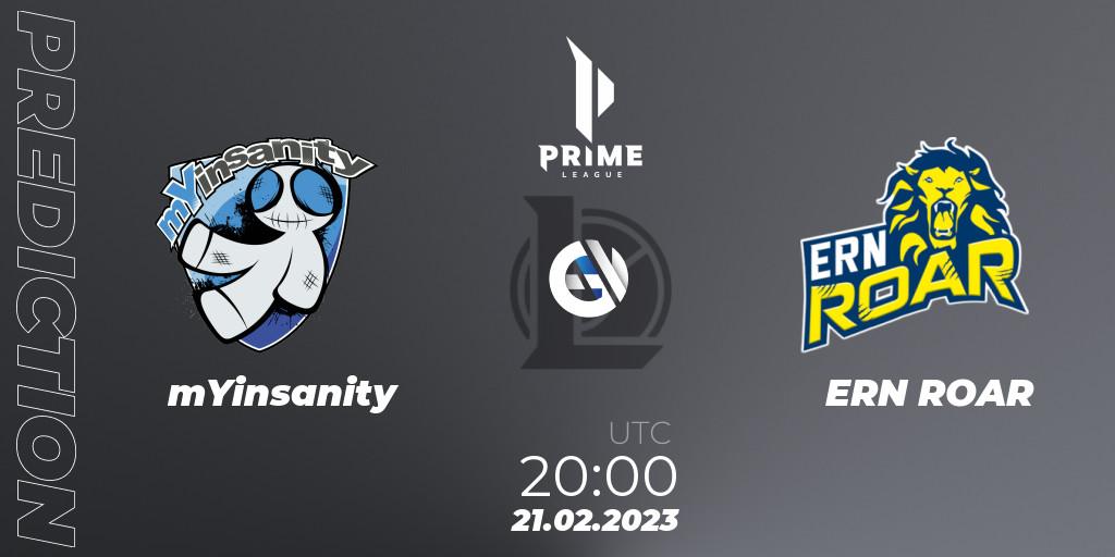 mYinsanity vs ERN ROAR: Match Prediction. 21.02.23, LoL, Prime League 2nd Division Spring 2023 - Group Stage
