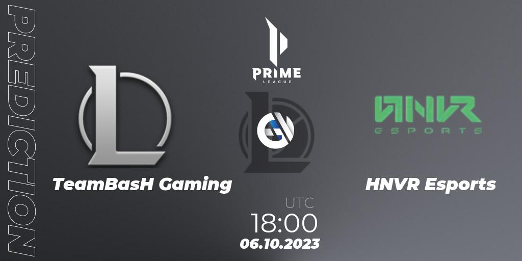 TeamBasH Gaming vs HNVR Esports: Match Prediction. 06.10.2023 at 18:00, LoL, Prime League Pokal 2023