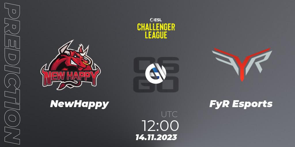 NewHappy vs FyR Esports: Match Prediction. 14.11.23, CS2 (CS:GO), ESL Challenger League Season 46: Asia-Pacific