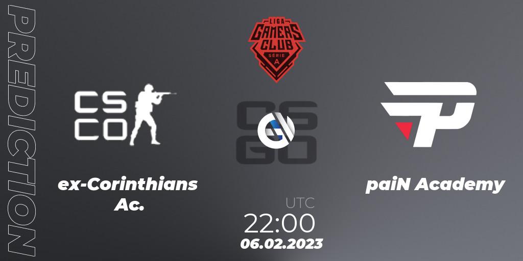 ex-Corinthians Ac. vs paiN Academy: Match Prediction. 06.02.23, CS2 (CS:GO), Gamers Club Liga Série A: January 2023