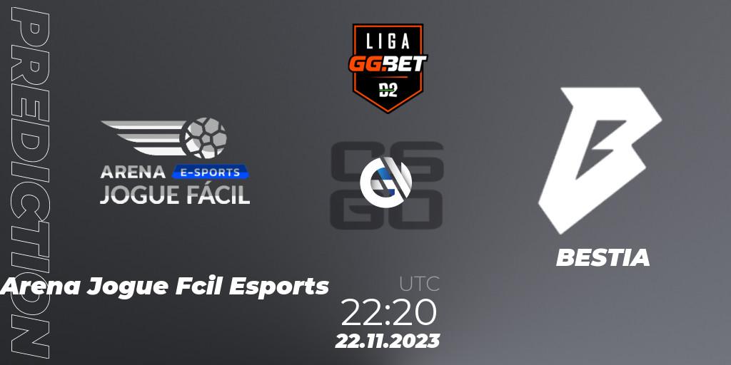  Arena Jogue Fácil Esports vs BESTIA: Match Prediction. 22.11.2023 at 22:20, Counter-Strike (CS2), Dust2 Brasil Liga Season 2