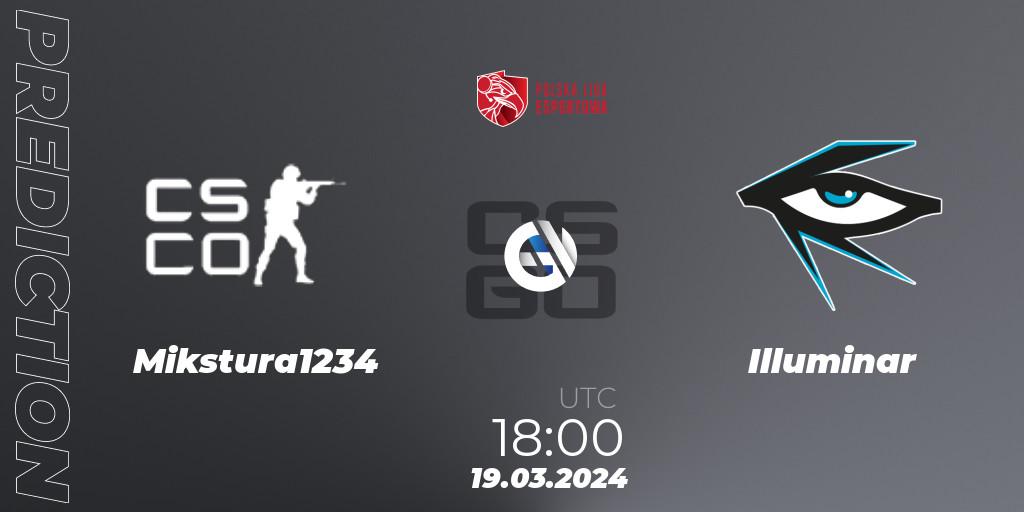 Mikstura1234 vs Illuminar: Match Prediction. 19.03.24, CS2 (CS:GO), Polska Liga Esportowa 2024: Split #1