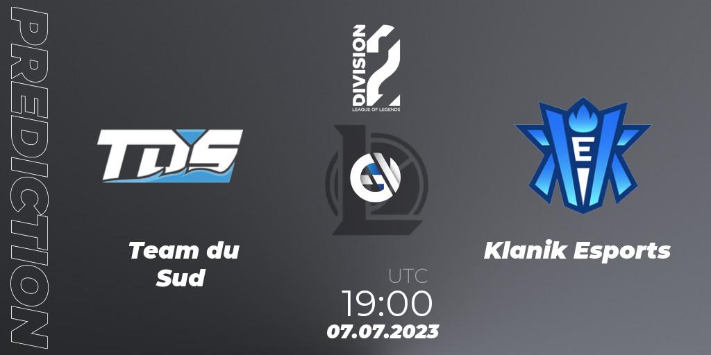Team du Sud vs Klanik Esports: Match Prediction. 07.07.23, LoL, LFL Division 2 Summer 2023 - Group Stage