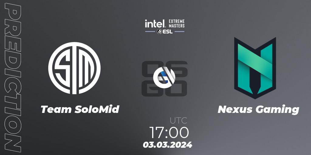 Team SoloMid vs Nexus Gaming: Match Prediction. 03.03.24, CS2 (CS:GO), Intel Extreme Masters Dallas 2024: European Open Qualifier #1