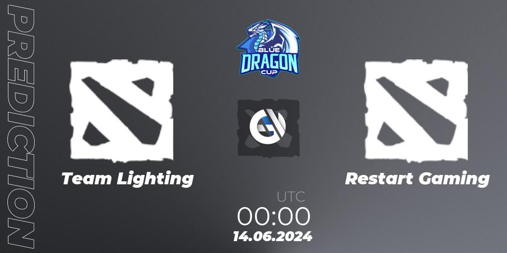 Team Lighting vs Restart Gaming: Match Prediction. 17.06.2024 at 00:00, Dota 2, Blue Dragon Cup