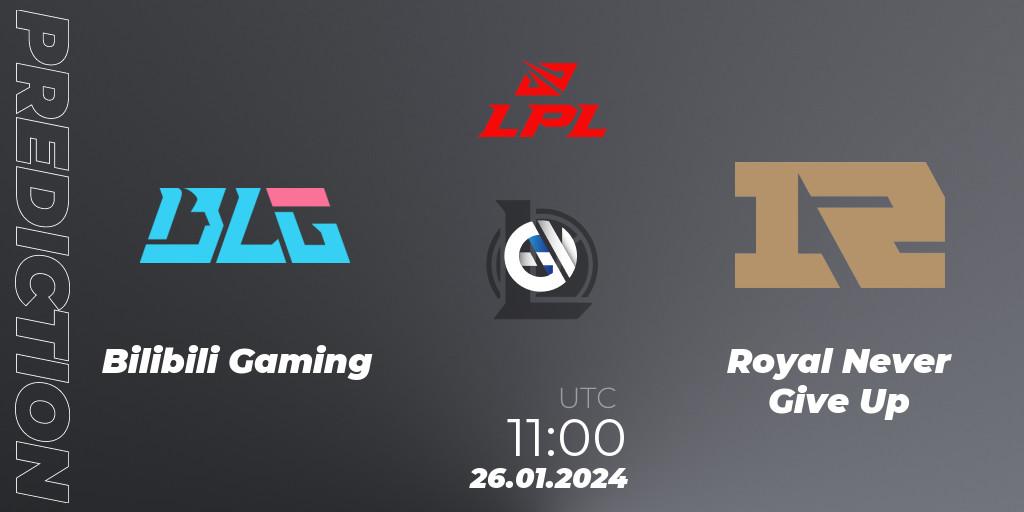 Bilibili Gaming vs Royal Never Give Up: Match Prediction. 26.01.24, LoL, LPL Spring 2024 - Group Stage