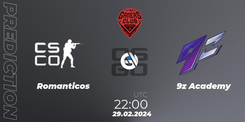 Romanticos vs 9z Academy: Match Prediction. 29.02.24, CS2 (CS:GO), Gamers Club Liga Série A: February 2024