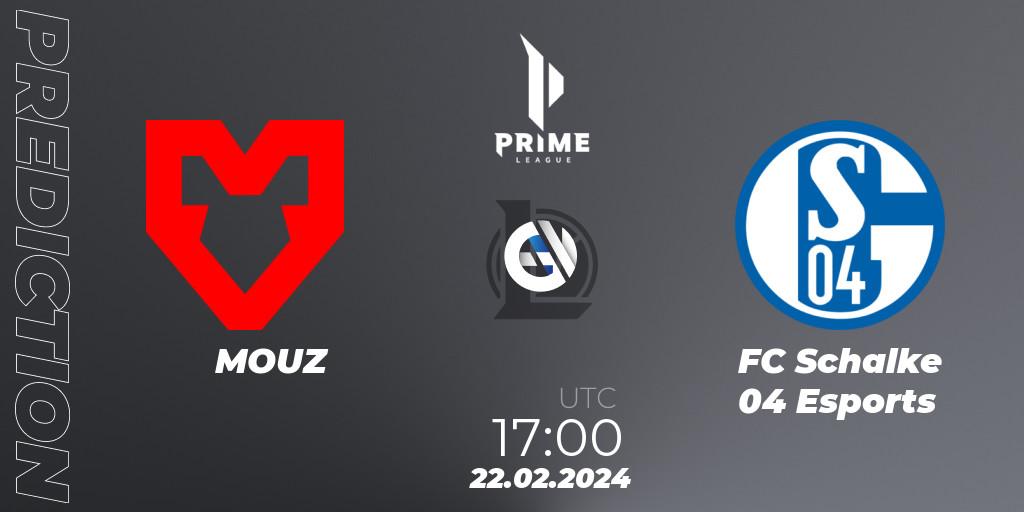 MOUZ vs FC Schalke 04 Esports: Match Prediction. 22.02.24, LoL, Prime League Spring 2024 - Group Stage