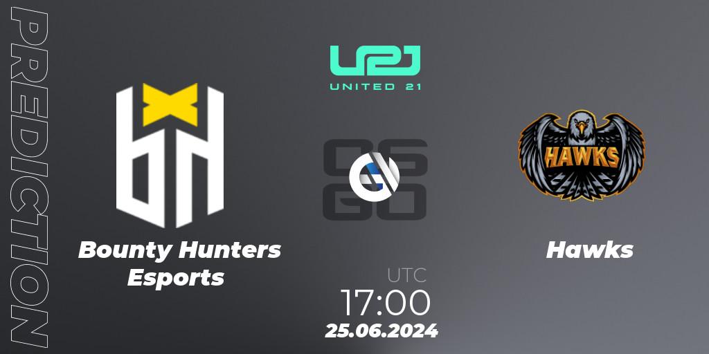 Bounty Hunters Esports vs Hawks: Match Prediction. 25.06.2024 at 17:00, Counter-Strike (CS2), United21 South America Season 1