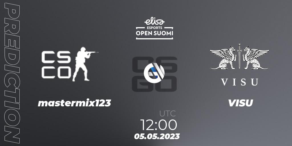 mastermix123 vs VISU: Match Prediction. 05.05.2023 at 13:00, Counter-Strike (CS2), Elisa Open Suomi Season 5