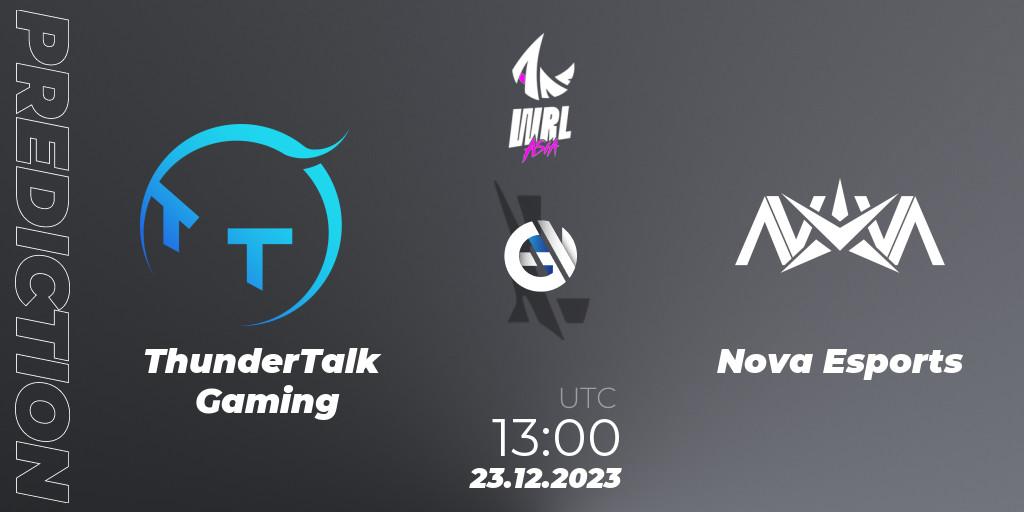 ThunderTalk Gaming vs Nova Esports: Match Prediction. 23.12.23, Wild Rift, WRL Asia 2023 - Season 2 - Regular Season