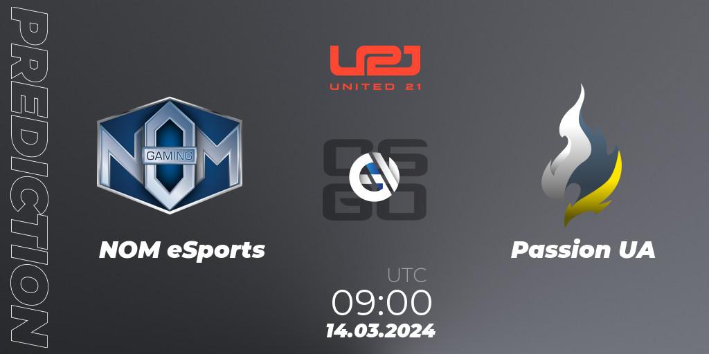 NOM eSports vs Passion UA: Match Prediction. 14.03.2024 at 09:00, Counter-Strike (CS2), United21 Season 13