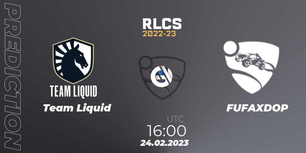 Team Liquid vs FUFAXDOP: Match Prediction. 24.02.2023 at 16:00, Rocket League, RLCS 2022-23 - Winter: Europe Regional 3 - Winter Invitational