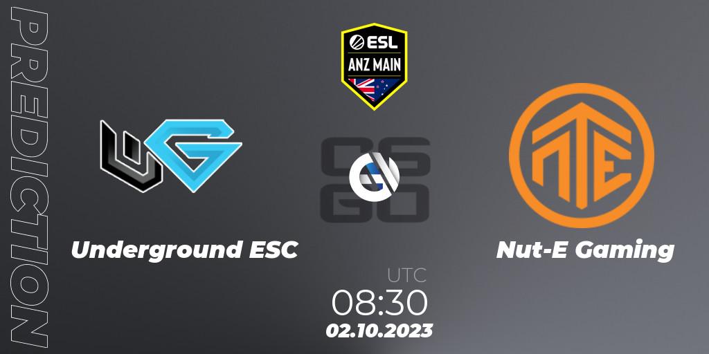 Underground ESC vs Nut-E Gaming: Match Prediction. 02.10.23, CS2 (CS:GO), ESL ANZ Main Season 17