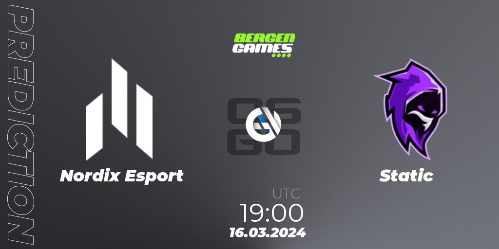 Nordix Esport vs Static: Match Prediction. 16.03.24, CS2 (CS:GO), Bergen Games 2024: Online Stage