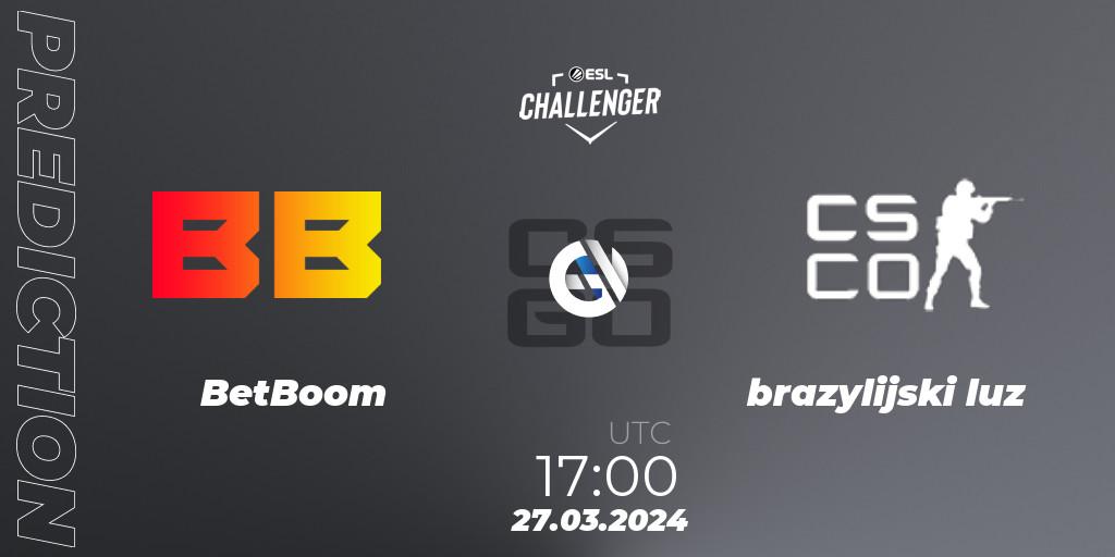 BetBoom vs brazylijski luz: Match Prediction. 27.03.2024 at 17:00, Counter-Strike (CS2), ESL Challenger #57: European Open Qualifier