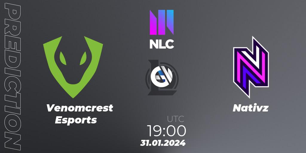 Venomcrest Esports vs Nativz: Match Prediction. 31.01.2024 at 19:00, LoL, NLC 1st Division Spring 2024