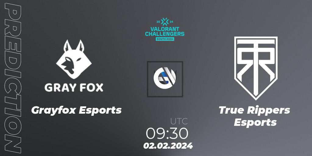 Grayfox Esports vs True Rippers Esports: Match Prediction. 02.02.24, VALORANT, VALORANT Challengers 2024: South Asia Split 1 - Cup 1