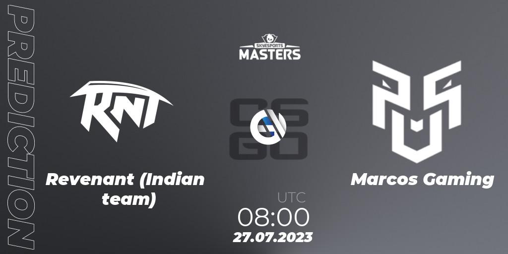 Revenant (Indian team) vs Marcos Gaming: Match Prediction. 27.07.2023 at 11:00, Counter-Strike (CS2), Skyesports Masters 2023: Regular Season