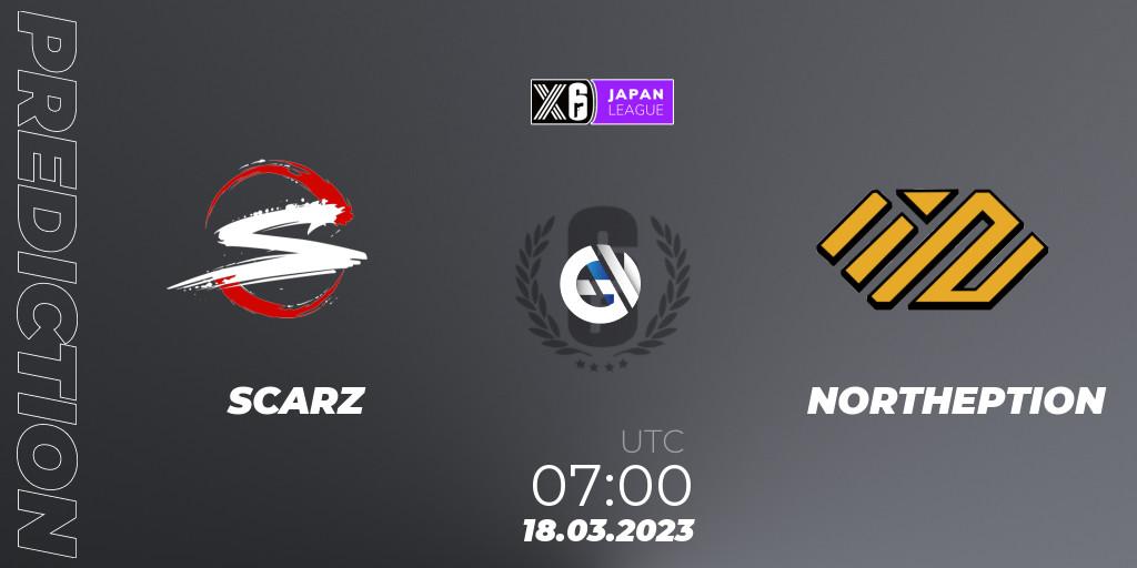 SCARZ vs NORTHEPTION: Match Prediction. 18.03.2023 at 07:00, Rainbow Six, Japan League 2023 - Stage 1