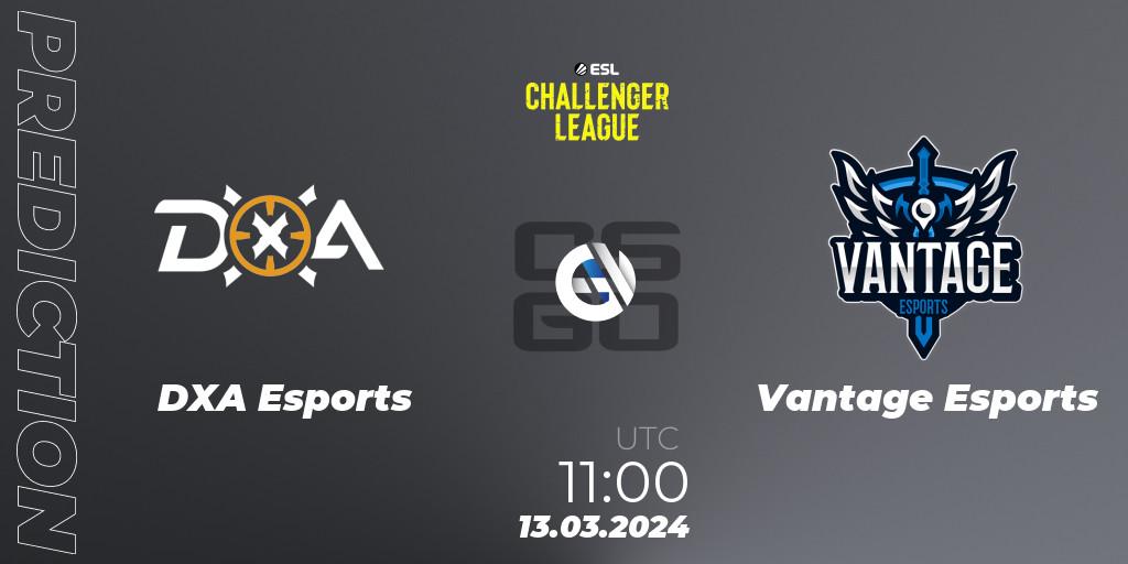 DXA Esports vs Vantage Esports: Match Prediction. 13.03.2024 at 11:10, Counter-Strike (CS2), ESL Challenger League Season 47: Oceania