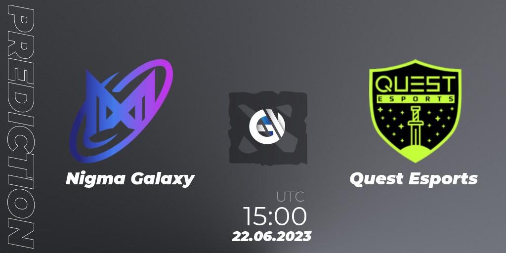 Nigma Galaxy vs PSG Quest: Match Prediction. 22.06.2023 at 15:02, Dota 2, Riyadh Masters 2023 MENA Qualifier
