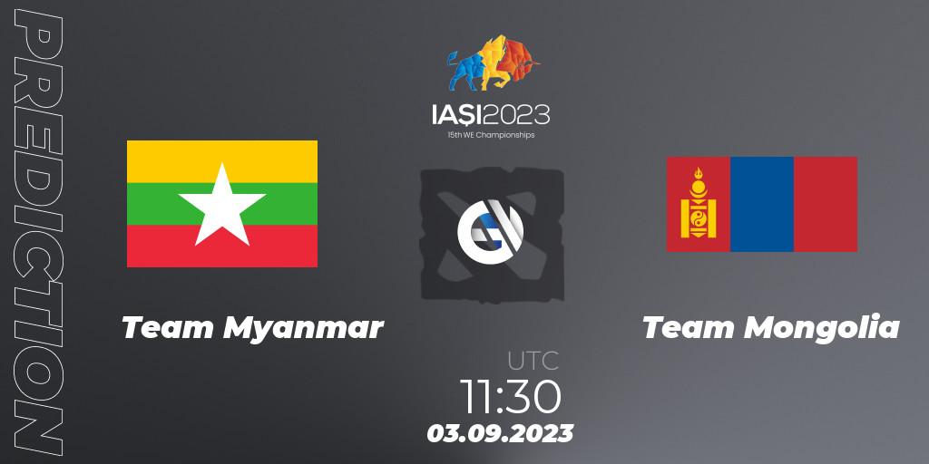 Team Myanmar vs Team Mongolia: Match Prediction. 03.09.2023 at 12:30, Dota 2, IESF World Championship 2023