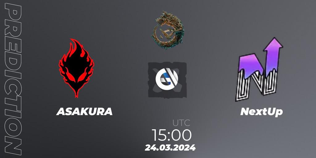 ASAKURA vs NextUp: Match Prediction. 24.03.24, Dota 2, PGL Wallachia Season 1: Eastern Europe Open Qualifier #2